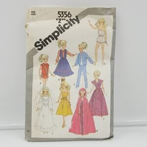 Vintage Simplicity Pattern 5536 (1981) Barbie Doll Clothes
